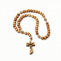 Wooden Rosary with Crucifix Religious Jewelry Corded for Prayer, Daily Wear