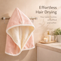 Fleece Drying Towel Turban for Women, Double Layer Super Absorbent Wrap for Adults, Post Bath Rapid Cap