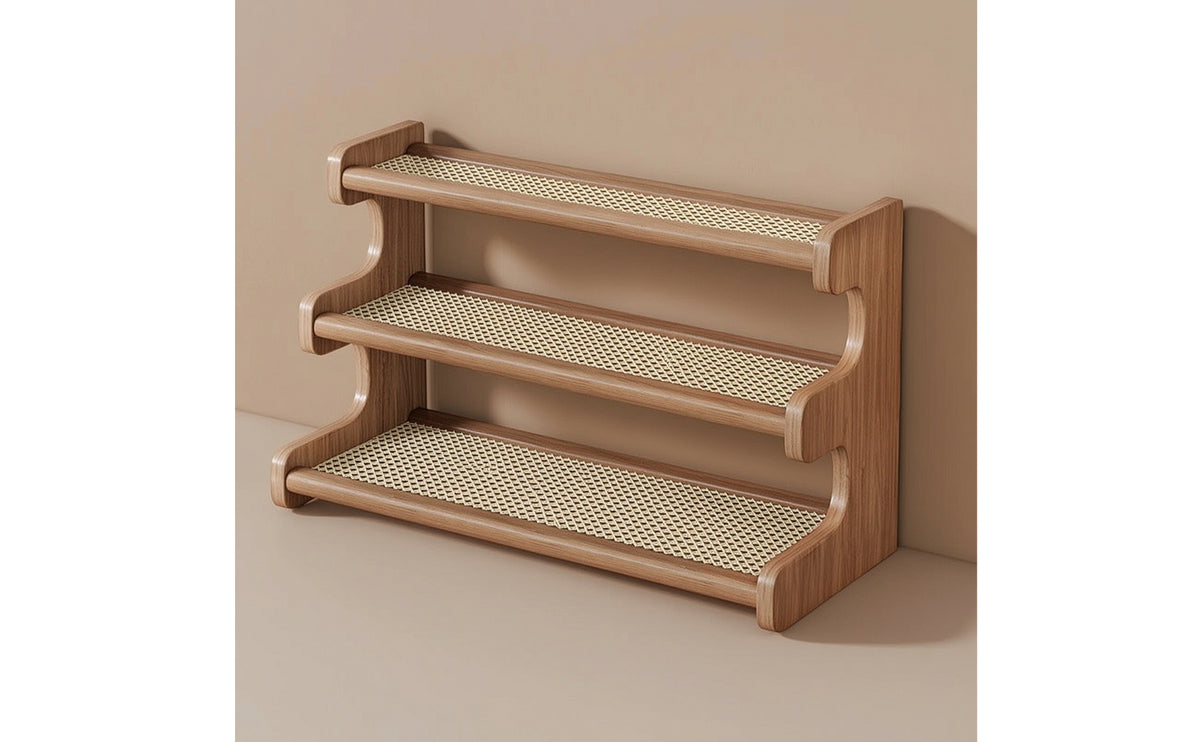 Cup Rack with Wooden Frame Three-Tier Countertop Mug Holder Easy Access Coffee Mug Display Shelf for Kitchen, Sideboard