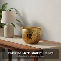 Brass Treasure Basin Finely Carved Brass Fortune Basin Chinese Treasure Bowl Fine Workmanship Wealth Gathering Pot Distinctive