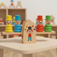 Fine Movement Skills Clown Stacking Balance Game Early Education Wooden Clown Stacker Educational Wooden Balance Toy Brain Development for Preschoolers