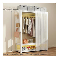 Large Capacity Garment Rack with Pegboard Sturdy Metal Frame Clothes Rack with Shelves Freestanding Closet System for Bedroom
