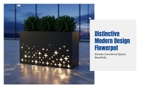 Outdoor Planter Box, Iron Art Flower Bed, Solar Light, Modular Design for Commercial Streets, Milk Tea Shops, Real Estate Offices
