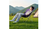Lightweight Foldable Lounge Chair Portable Sling Chair with Headrest High-Back Compact for Campers, Hikers, Camping, Balcony, Picnics, Barbecue