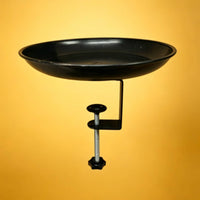 Metal Bird Bath Black Finish Freestanding Bird Bath 2-in-1 for Courtyard