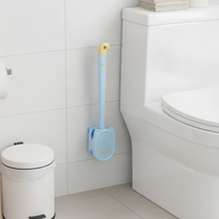 Silicone Toilet Brush with Holder, Wall-Mounted, Long Handle, Deep Cleaning for Bathroom