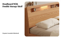 Base Frame with Storage Headboard No Box Spring Needed Bedroom Furniture Minimalist Design Bedstead for Homeowners, Students, Guest Room, Apartment