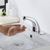 Infrared Sensing Battery Powered Sensor Faucet Brass Touchless Sensor Faucet Chrome Finish Plumbing Fixture Arched Spout