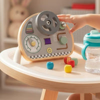 Wooden Steering Wheel Toy Child-Centered Influenced Car Dashboard Busy Board Fine Motor Skills Development Pushchair Steering Wheel Toy