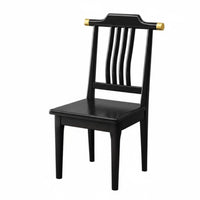 Modern Chinese Design Wooden Yoke-Back Side Chair Comfortable Backrest Upholstered Wooden Side Chair Sturdy Frame Household Furniture High Load Capacity for Restaurant Owners, Hotel Managers, Homeowners, Dining Room, Home, Kitchen