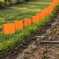50 Pieces 5 X 4 Inch Orange Marking Flag Rectangular Pennant Wire Stake Flag High Visibility