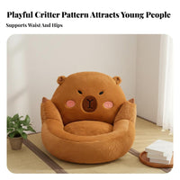 Soft Feel Cartoon Bear Floor Seat Multi-Purpose Velvety Creature Seat Cushion Non-Slip Bottom for Students, Gamers, Balcony, Bedroom