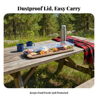 Sturdy Wood Construction Rectangular Wooden Tray Lid Portable Large Wooden Serving Platter Gift Ready Party Food Tray Artisanal for Charcuterie Enthusiasts, Homeowners, Camping, Outdoor, Home Entertaining, Picnics