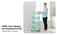 Multi-Tier Rolling Cart Space-Saving Rolling Storage Cart Mobile Shelving Unit Sturdy Multi-Tier Utility Trolley Easy Assembly