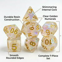 Polyhedral Dice Set for Gaming, 7 Pcs Polyhedral Dice, Resin Dice Set, Rounded Edge Gaming Dice, Tabletop Dice Set Game Night