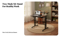 Multi-Functional Standing Laptop Table Multifunctional Adjustable Laptop Desk Modern Design Mobile Computer Cart Easy Assembly for Telecommute Workers, Students, Seniors, Small Areas, Study, Dorm Room, Bedroom
