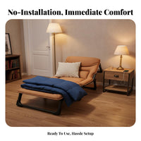 Space Saving Foldable Single Cot No Assembly Required Portable Rest Lounger Heavy Duty Adjustable Folding Cot Multi-Functional for Office Workers, Caregivers, Hospital, Bedroom, Travel, Living Room