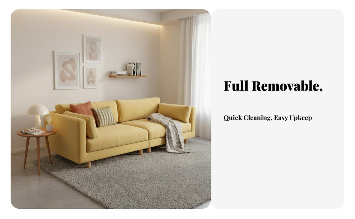 Upholstered Block Sofa cleanable Cover Oversized Lounge Sofa Minimalist Design Living Room Seating for Apartment Dwellers, Homeowners, quiet corner