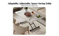Foldable Design Convertible Lift-Top Table Space Saving Lift-Top Rolling Desk Multi-Functional Living Room Furniture Adjustable Height for Small Apartment Residents, Telecommuting Workers, Homeowners, Dining, Home Office