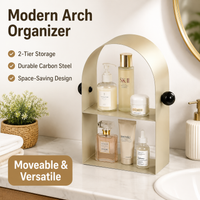 Desk Organiser for Students, 2 Tier Metal Monitor Stand, Movable Milk Tea Desk Tidy for Home Office, 27cm Length