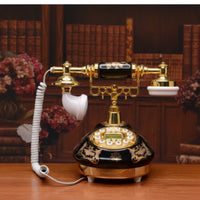 Antique Style Telephone Decorative Antique Telephone Retro Landline Phone Glossy Landline Phone with Coiled Cord Classic