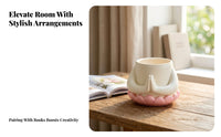 White and Pink Home Decor Desktop Pot Space-Saving Planter