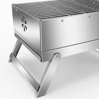 Portable Charcoal Grill Pizza Oven, Stainless Steel Grill with Pizza Attachment, Foldable for Camping & Garden, 25x31cm