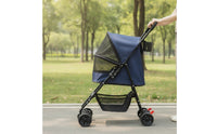Foldable Pet Stroller with Cup Holder Breathable Pet Stroller with Storage Basket Lightweight Collapsible for Small Dogs, Cats, Outdoor Walks, Travel