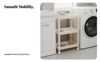 Space-Saving Multi-Tier Mobile Shelf With Wheels Slim Space Organizer Large Capacity Narrow Space Organizer Rounded Corners for Kitchen, Bathroom, Laundry Room, Office