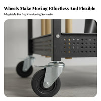 Garden Tool Organizer on Wheels Steel Construction Garden Tool Storage Rack Heavy Duty and Rake Storage Stand for Gardeners, Homeowners
