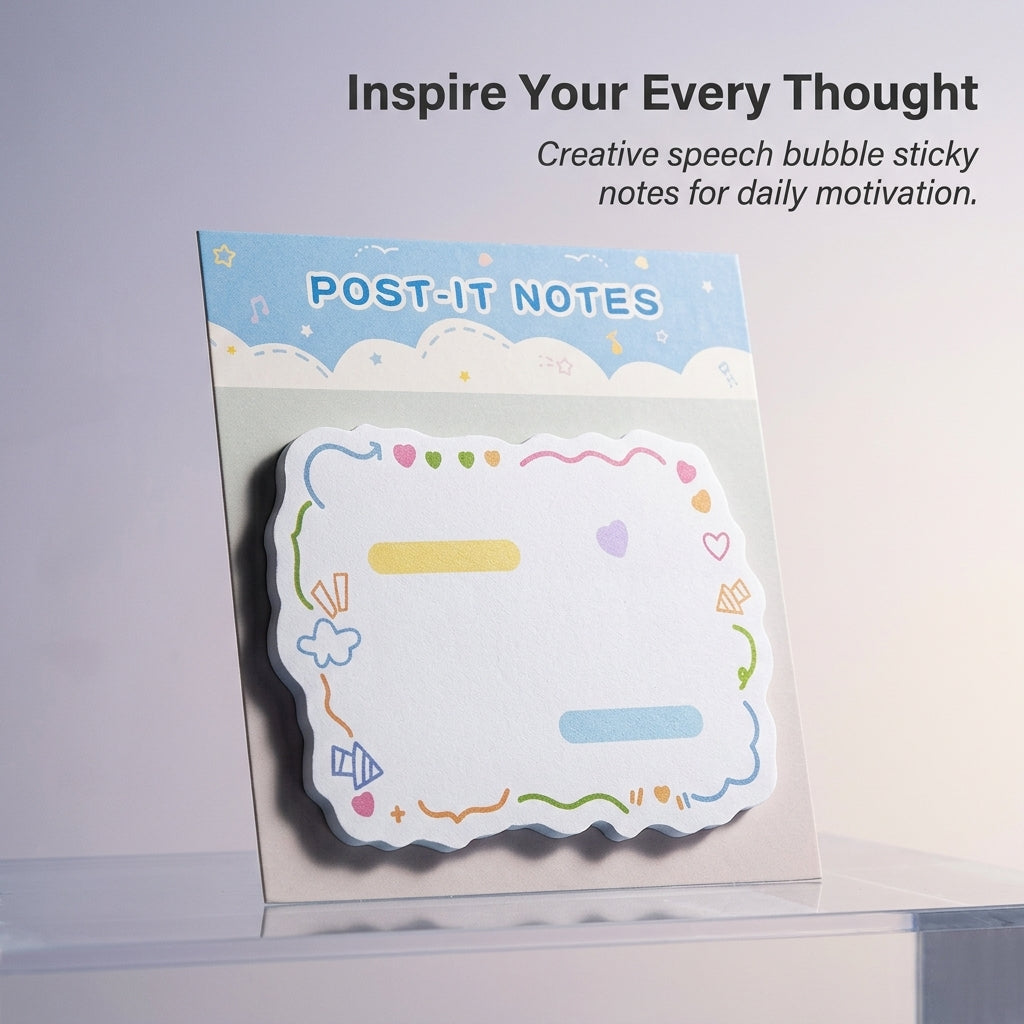 Shaped Motivational Sticky Notes for Students, Lightweight Postits for Studying Note Taking, Dialogue Bubble Shape for Teens
