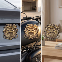 Bronze-Gold Metal Car Emblem Easy Install Car Emblem with Mascot Face Decorative Auto Badge Premium for Riders