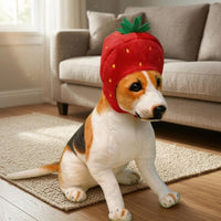 Leaf-Shaped Topper Strawberry Pet Hat Yellow Spots Stuffed Strawberry Hat Lightweight Headwear Funny Novelty for Pets, Photography, Performance