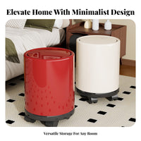Rolling Trash Can with Lid Wide Opening Mobile Garbage Can on Wheels Round Hinged Lid Waste Bin for Living Room, Kitchen, Restroom