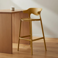 Minimalist High Stool with Backrest Single-Piece Molded Stackable Counter Height Chair Modern Plastic Bar Stool for Kitchen