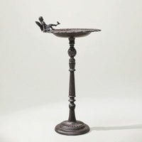 Bird Feeder with Fairy Whimsical Pedestal Bird Feeder Antique Style Garden Ornament for Backyard