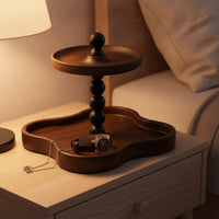 Decorative Wooden Tray with Two Tiers Rustic Two-Tier Tray Compact Tiered Storage Stand Smooth for Dresser