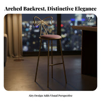 Nordic Design Bow-Back Counter Stool Light Luxury Design Bar Chair Cushioned Seat Household Furniture Built-in Footrest for Homeowners, Business Owners, Entertainers, Reception Area, Kitchen Island, Cafe, Dining Room