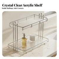 Light Luxury Design Acrylic Vanity Organizer Space Saving 2-Tier Acrylic Shelf Easy to Clean for Women, Homeowners, Bedroom, Dresser, Office