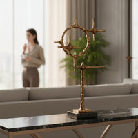 Abstract Sculpture Metal Tabletop Sculpture Modern Centerpiece for Living Room, Bookshelf