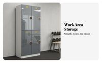 Wooden Locker with Lock Lockable Employee Storage Cabinet Large Capacity Freestanding Employee Locker for Employees, Gym Members