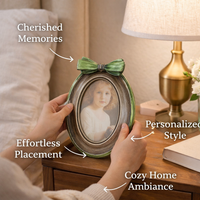 Photo Frame with Embossed Vintage Design for Home Decor, Oval Picture Display in European Style, Resin Family Wall Lightweight Decorative