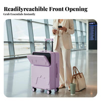 Front-Unziping Hand Luggage Quiet 360° Casters Front-Unziping Wheeled Bag Integrated Combination Security Fastener Security Fastener Suitcase
