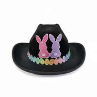 Easter Egg Decorated Hat Adorable Design Easter Cowboy Hat Lightweight for Girls