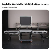 Heavy-Duty Audio Mixer Rack Case Shockproof Portable Audio Rack Pressure-Resistant Rolling DJ Mixer Stand Easy Mobility for DJs, Musicians, Live Performance, Stage, Touring