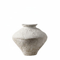 Sculptural Frosted Ceramic Vase Light Beige Rustic Vase