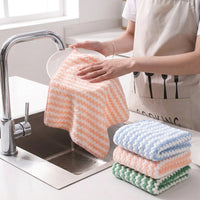 Thick Microfibre Cloth and 30x30cm Cleaning Cloths, Absorbent Coral Fleece Wave Pattern, Oil Removal for Kitchen and Home Surfaces