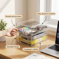 Clear Acrylic Drawer Organizer for Makeup, Stackable 3 Chest, Desk Storage for Bedroom Bathroom Organiser