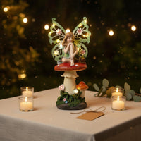Luminous Fairy Statue Whimsical Mushroom Fairy Lamp Cute Solar Mushroom Statue for Patio, Balcony