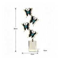 Crystal Butterfly Ornament Gold Tone Butterfly Decor with Crystal Polished Tabletop Sculpture for Living Room